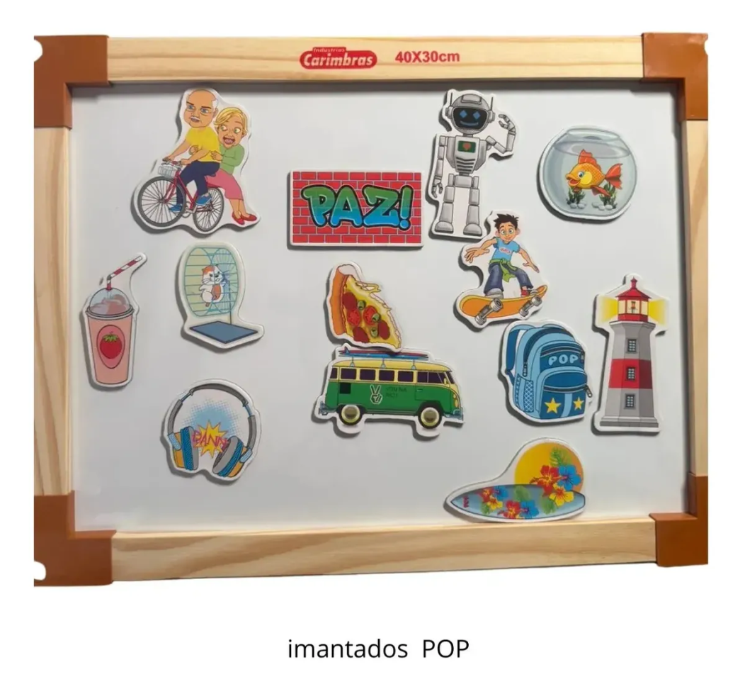 Kit Lousa Magnética Carimbrás Infantil Com Imãs Diversos