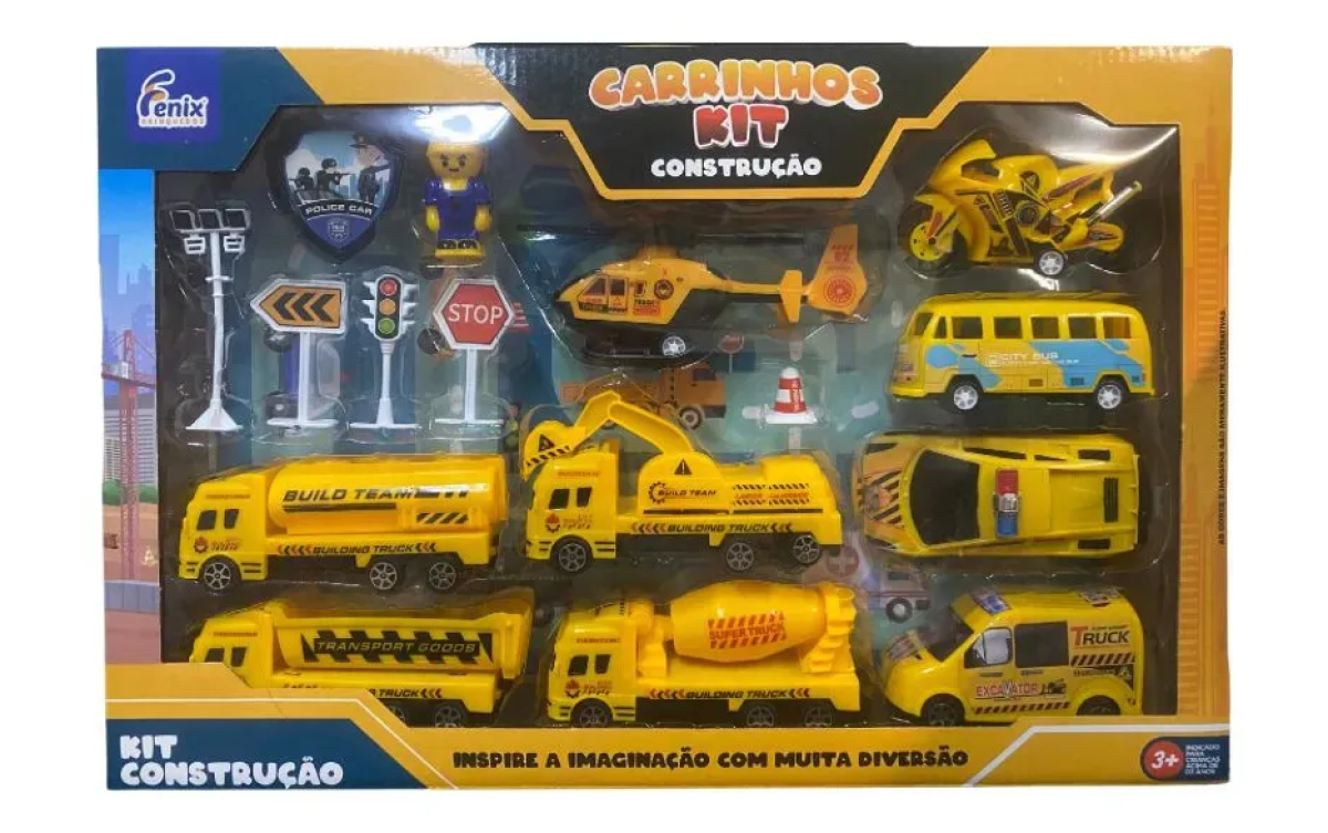 Kit de Carrinhos de Construção Grande Fenix, para Crianças a Partir de 3 Anos