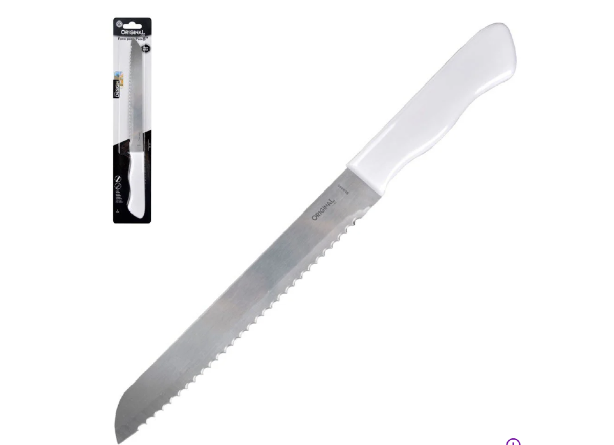 Faca De Pão Aço Inox 8" Cabo Branco Plástico U
