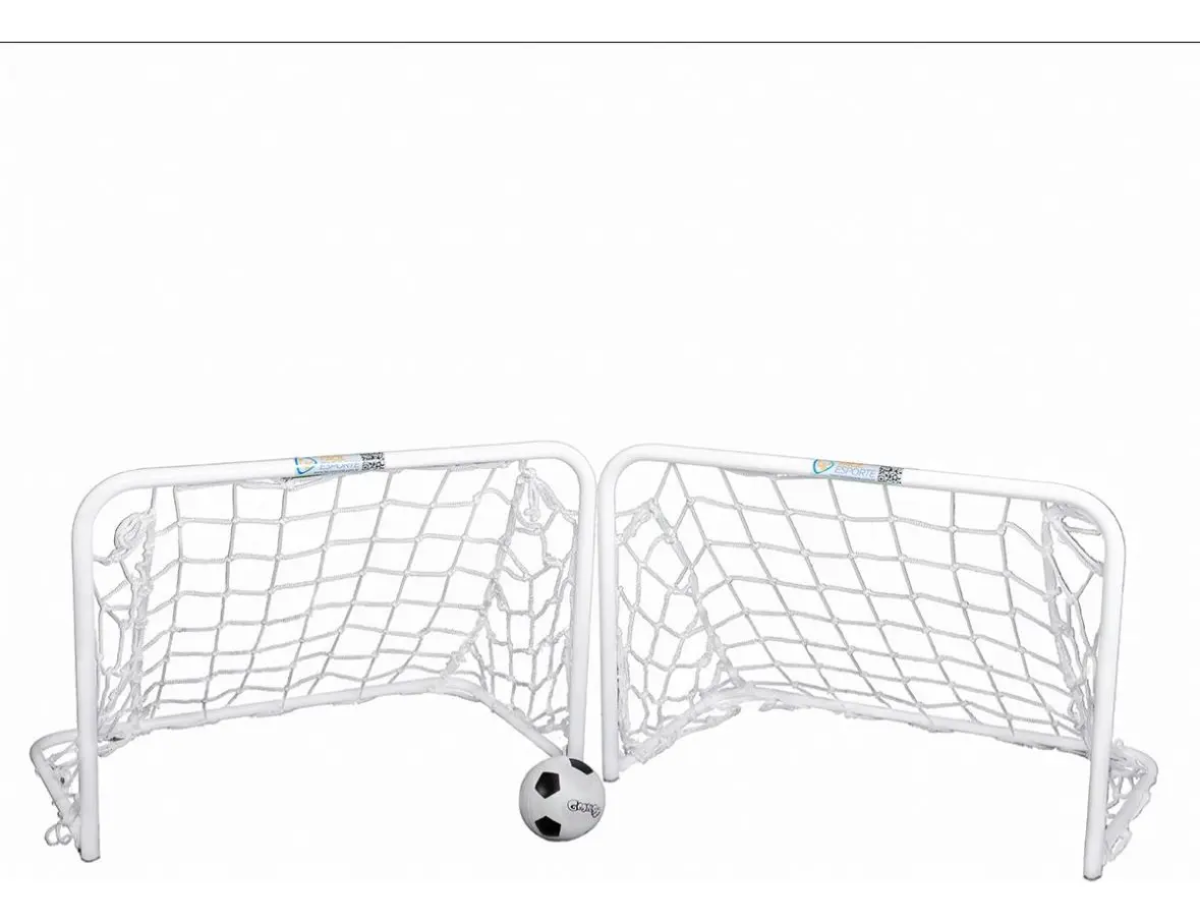 Kit 2 Mini Traves Gol Ferro Futebol Golzinho E Rede