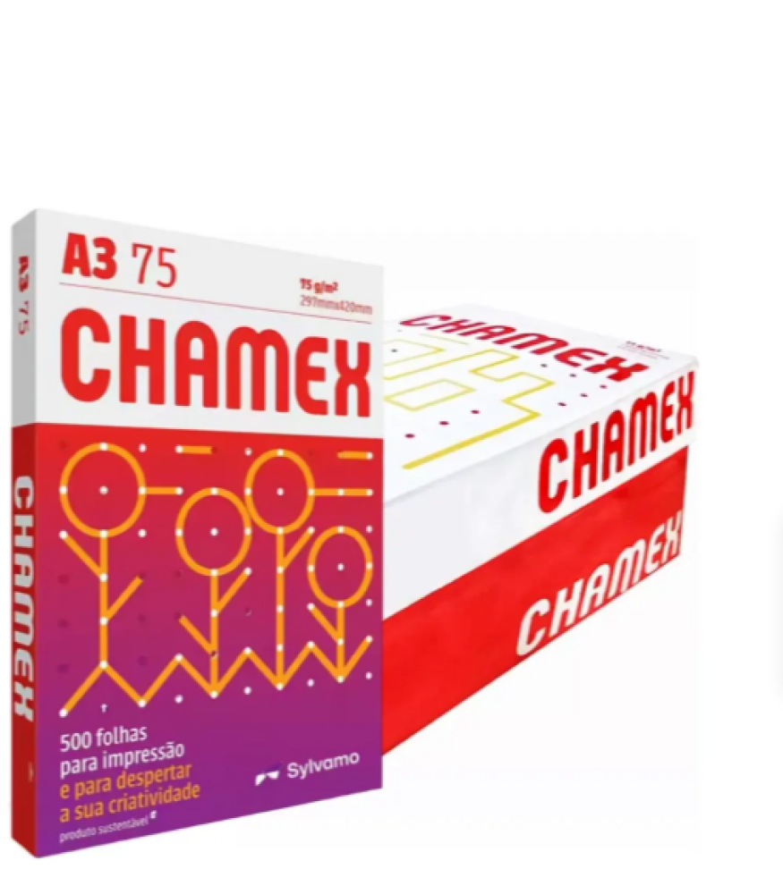 Caixa Chamex A3 Sulfite 75g 297x420 Branco 2500 Folhas