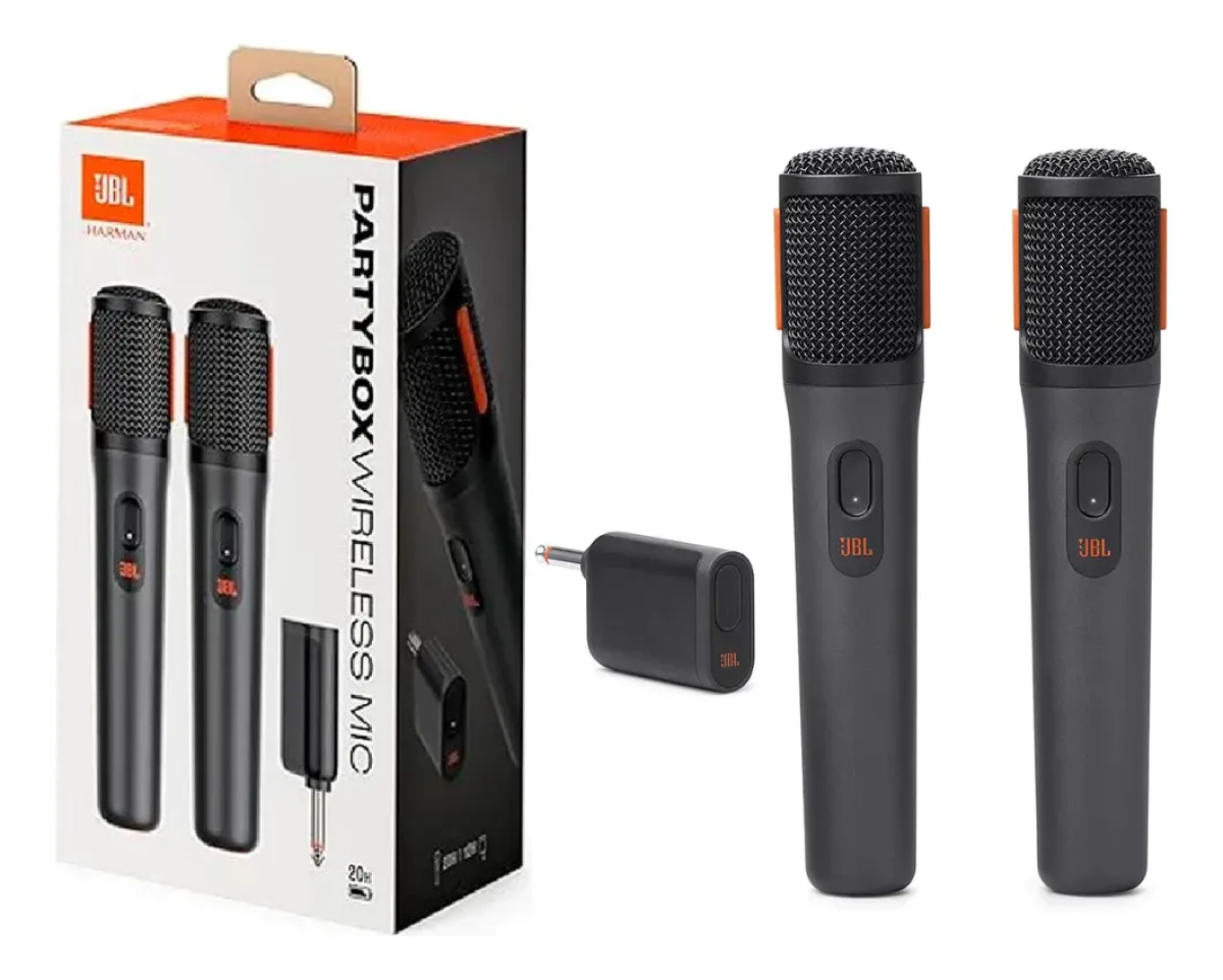 Kit Com 02 Microfones Partybox Sem Fio Jbl, Original