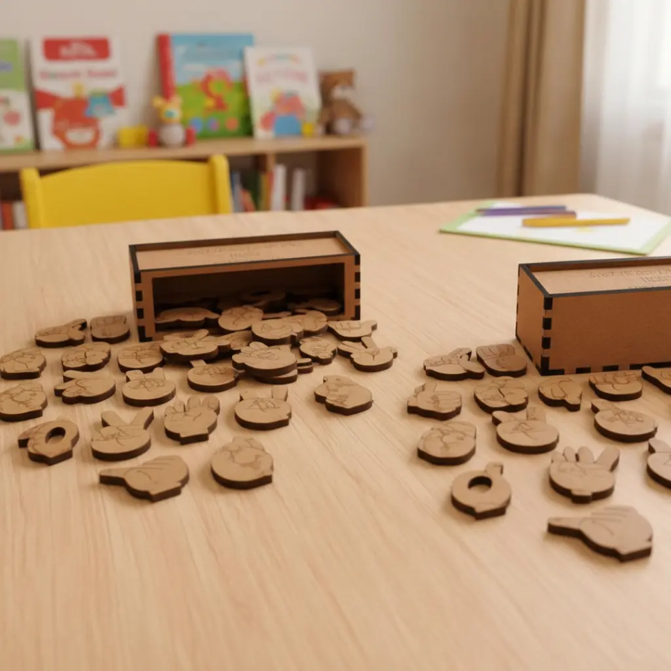 Kit 2 Alfabetos E Números Em Libras Mdf.estojo 36 Peças Cada