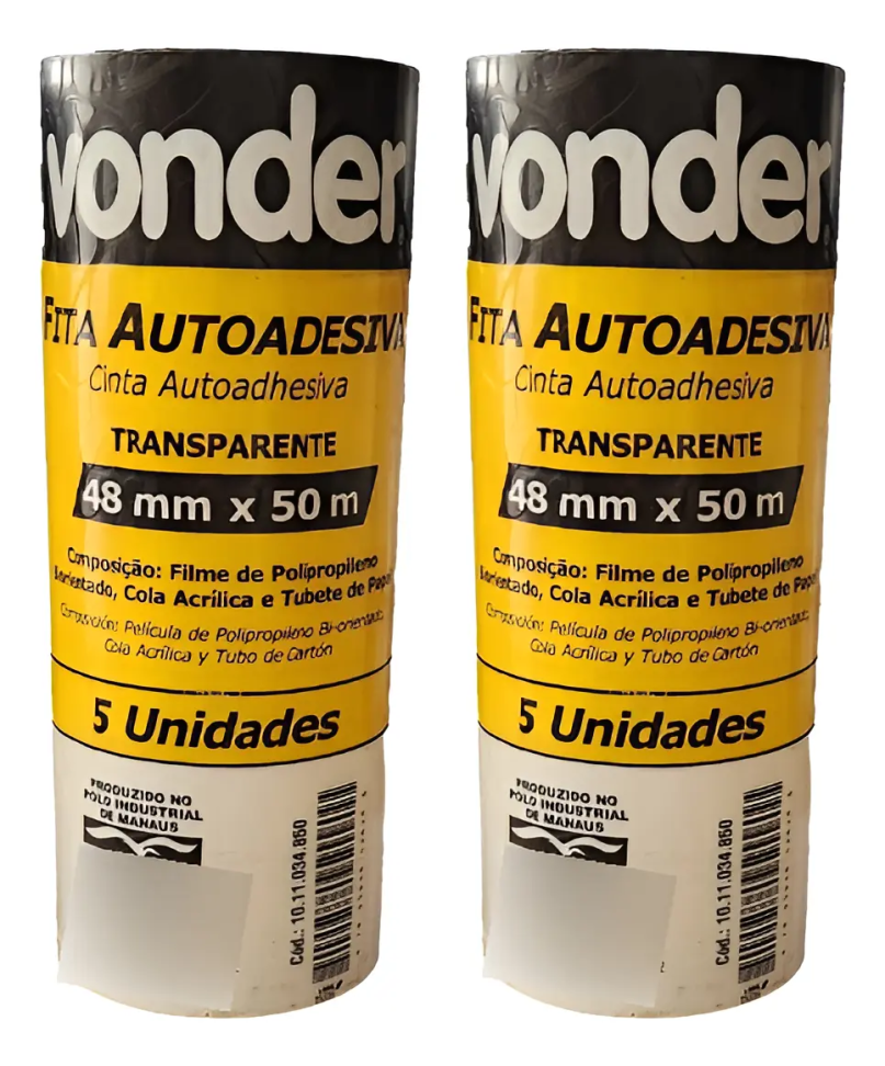 Kit 10 Rolos Fitas Adesivas Vonder Transparentes 48mm X 50m