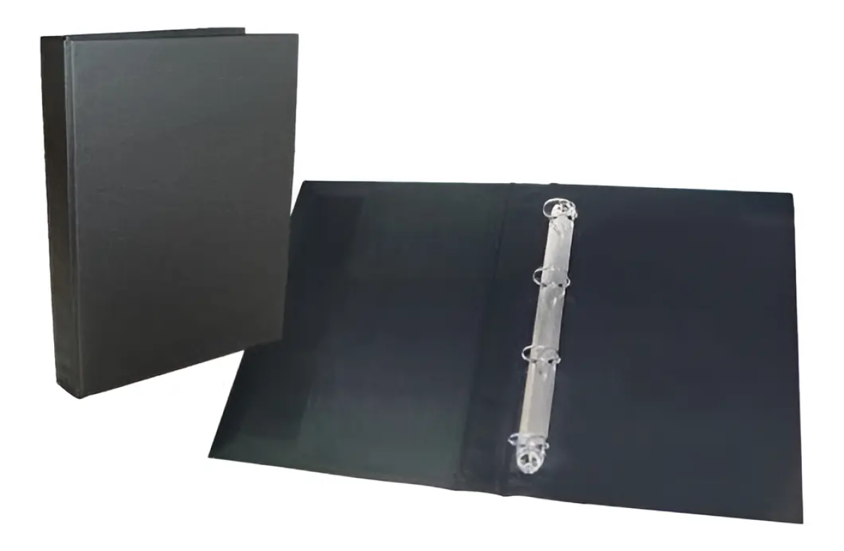 Fichário Universitário ACP 4 Argolas Preto Tamanho A4 PVC Resistente