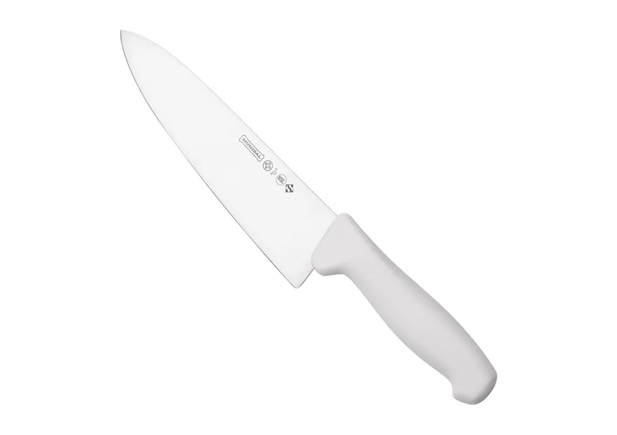 Faca Carne Aço Inox 8 Polegadas Cabo Branco Profissional Master Line Mundial - MND 194