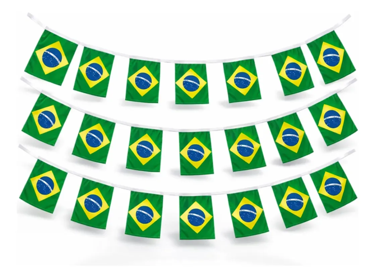 Kit 40 Metros Bandeirinhas de Varal Brasil Copa Do Mundo 2026 Bandeirinha Tem Mais China (plástico)