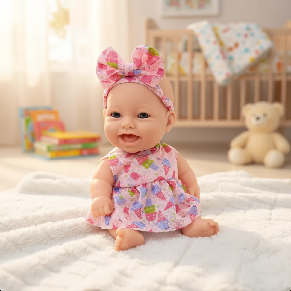 Boneca Bebê Bambolinha Com Vestido E Faixa Bambola 741