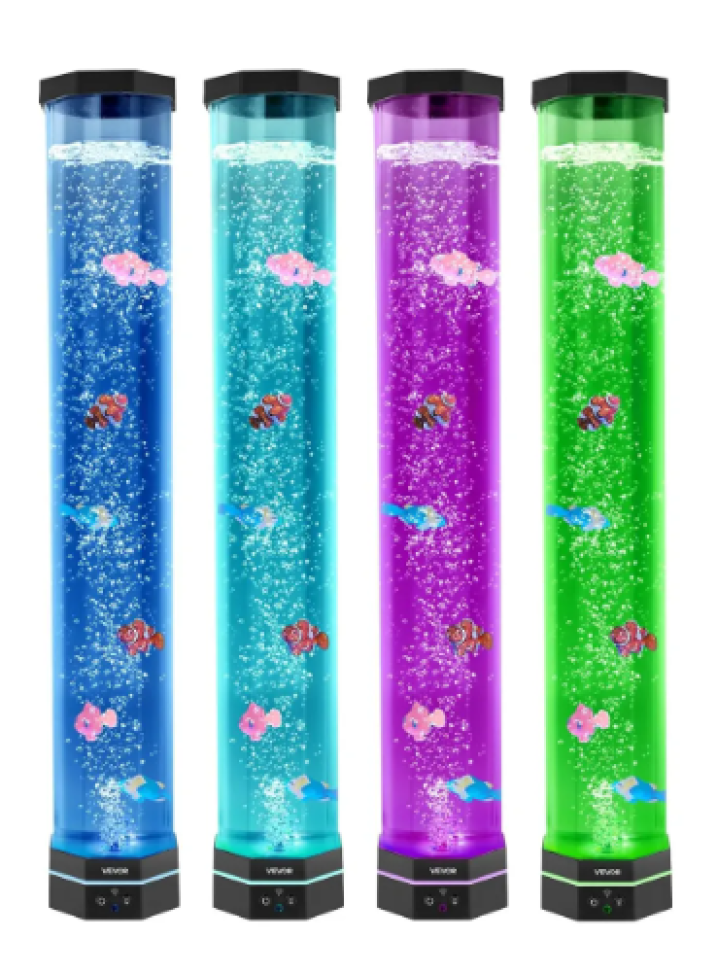 Lâmpada De Tubo De Bolha Sensorial Vevor 80cm Com 6 Peixes F