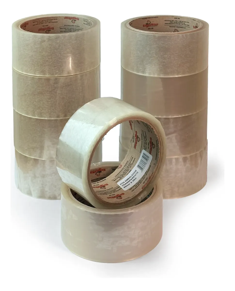 Fita Adesiva Embalagem Transparente 45mm X 45m Kit 10 Rolos