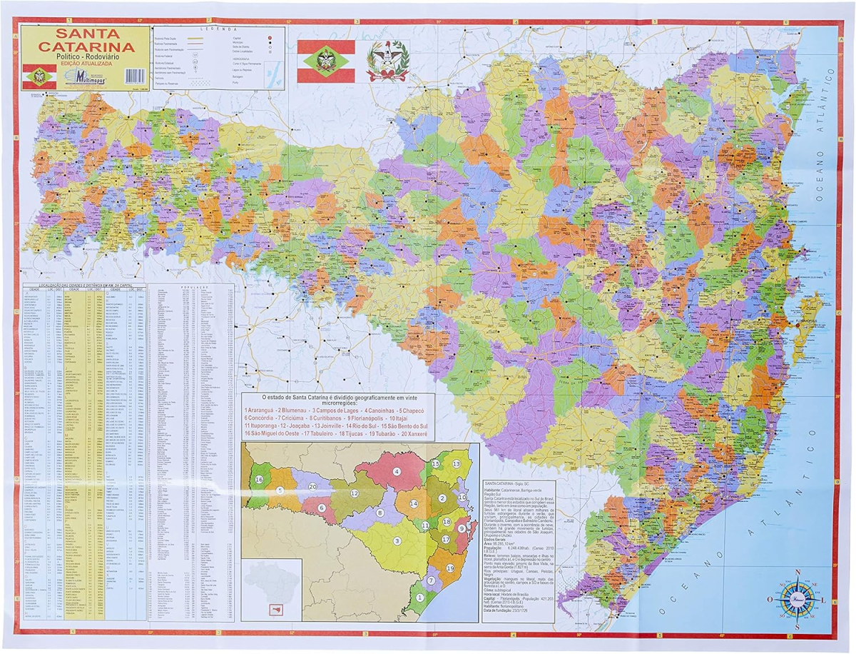 Mapa Escolar Estado de Santa Catarina x 1 Unidade, Multimapas 258, Multicor, Pacote de 1