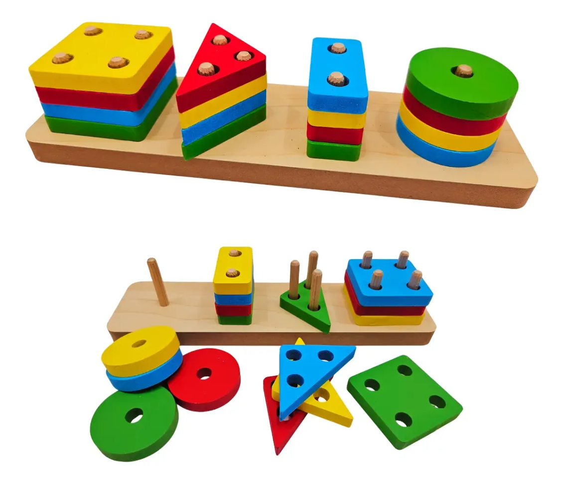 Brinquedo Educativo De Madeira Pedagógico Encaixe Crianças