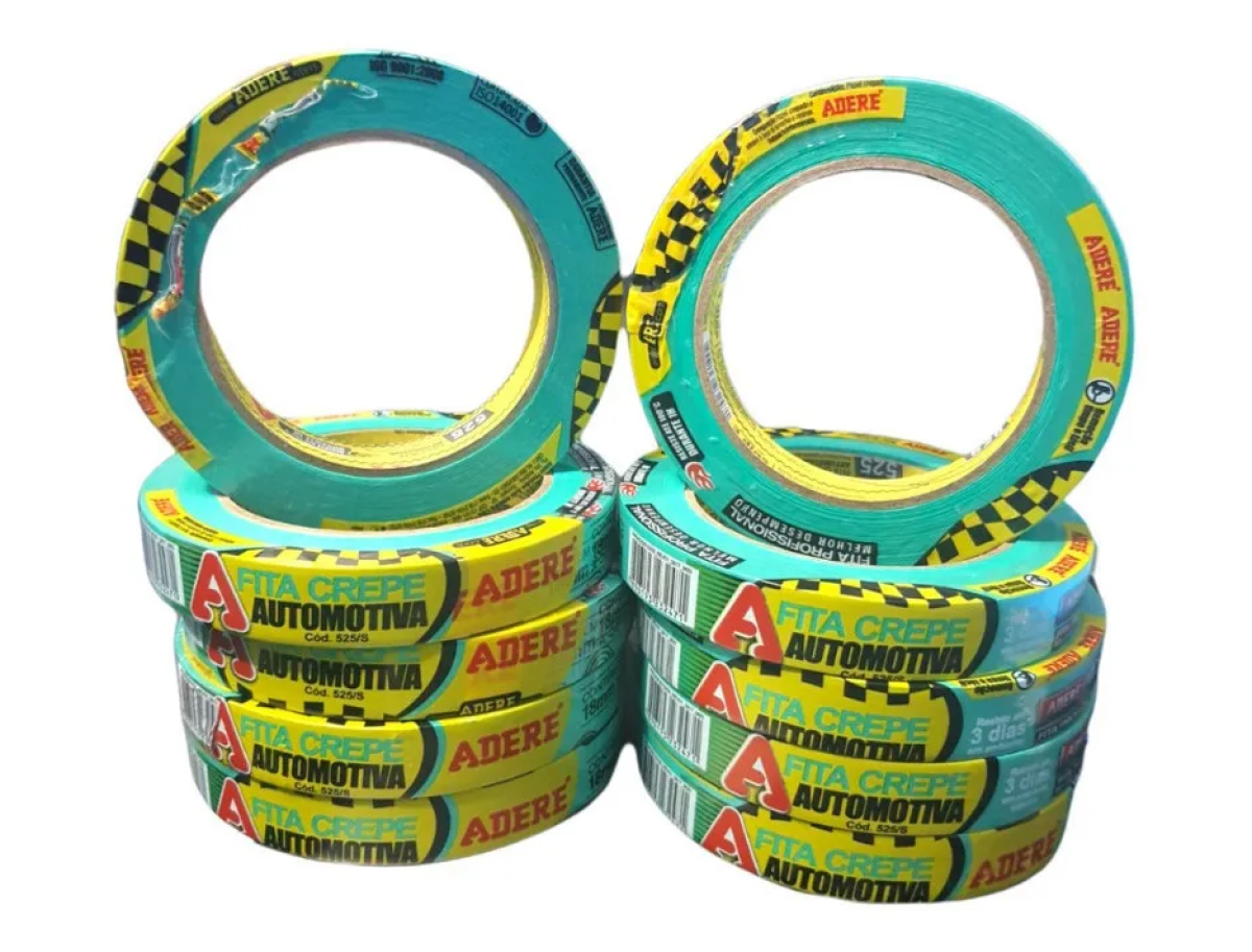 Kit 10 Fitas adesivas crepes automotiva Adere 18mm X 50m cor verde