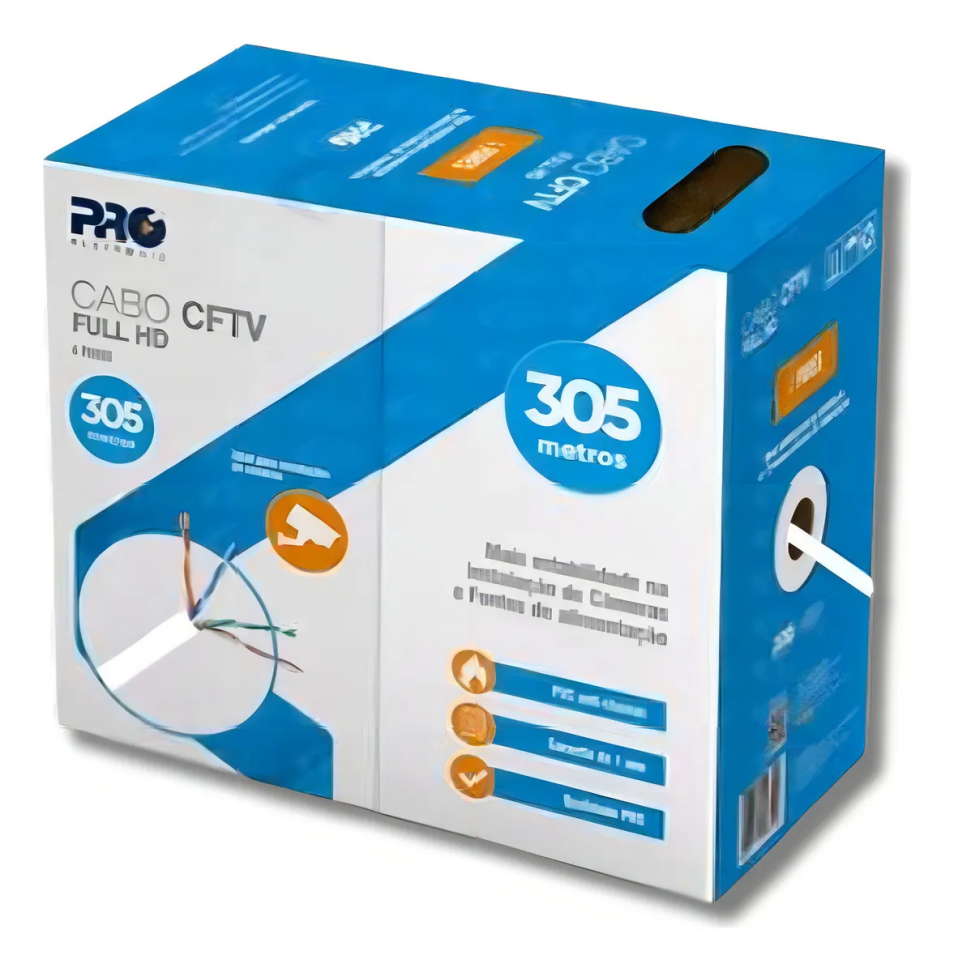 Cabo Lan/rede Proeletronic CAT-5E 4 Pares Par trançado Utp 305mt Azul Pro