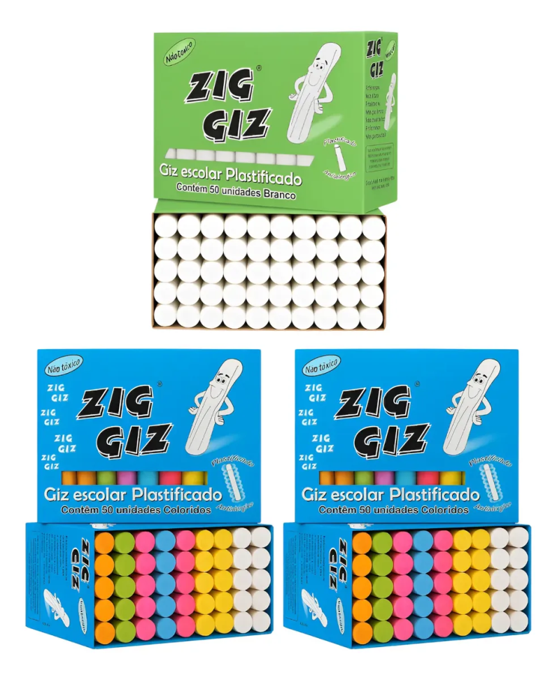 Giz Lousa Colorido E Branco Quadro Negro Caixa 150 Unidades