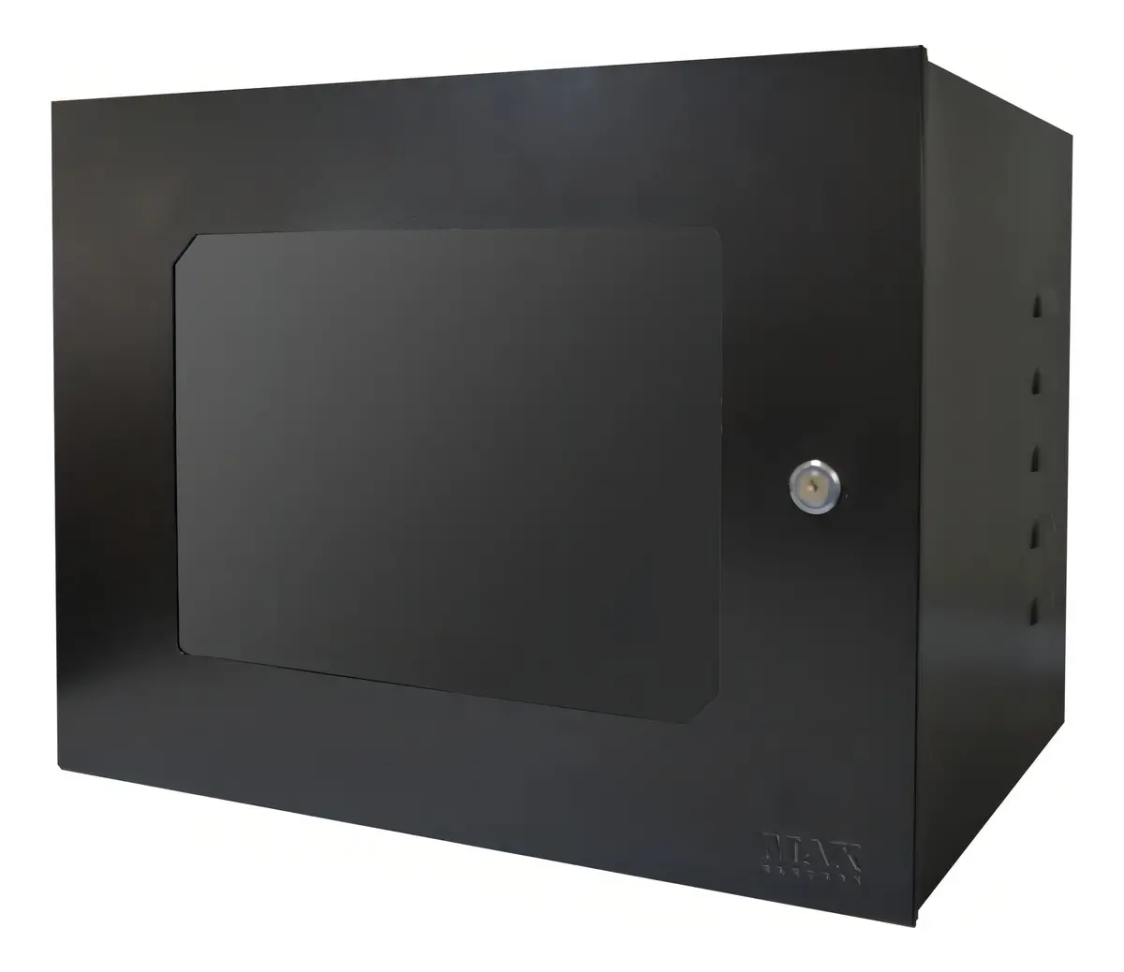 Mini Rack 8u X 350mm 19 Pol Max Eletron Com Bandeja Cor Preto