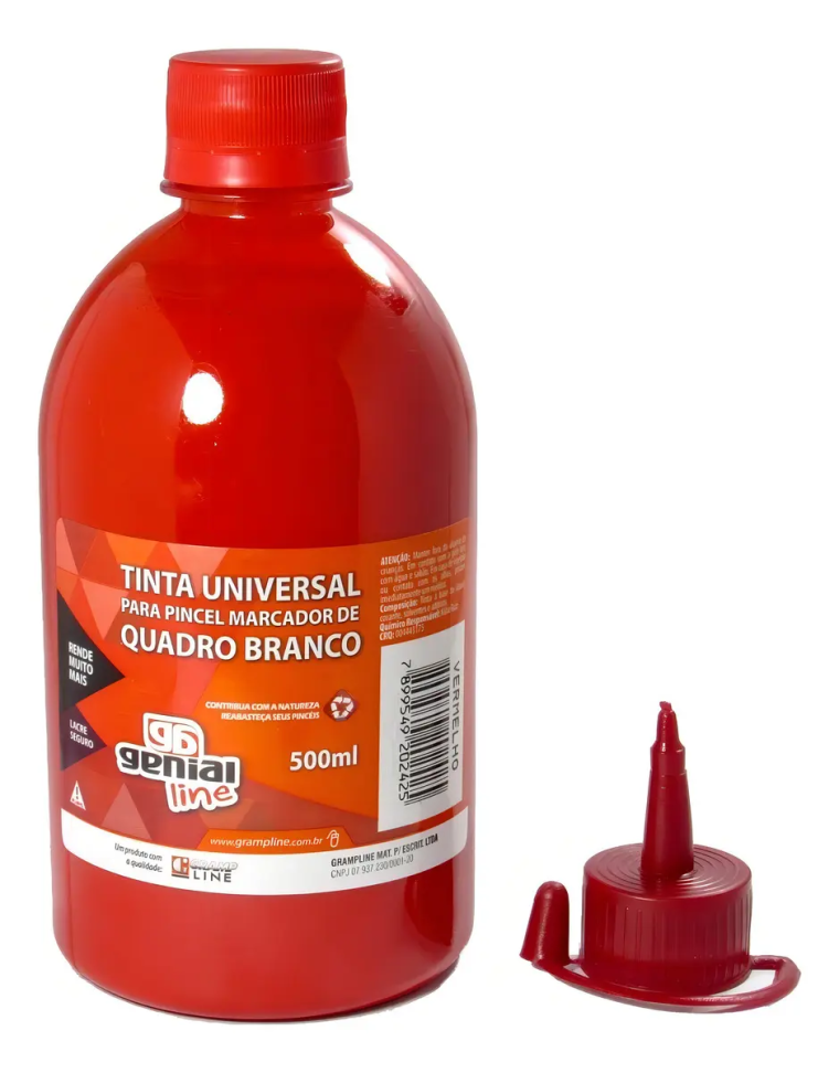 Tinta Para Marcador De Quadro Branco 500ml Vermelha