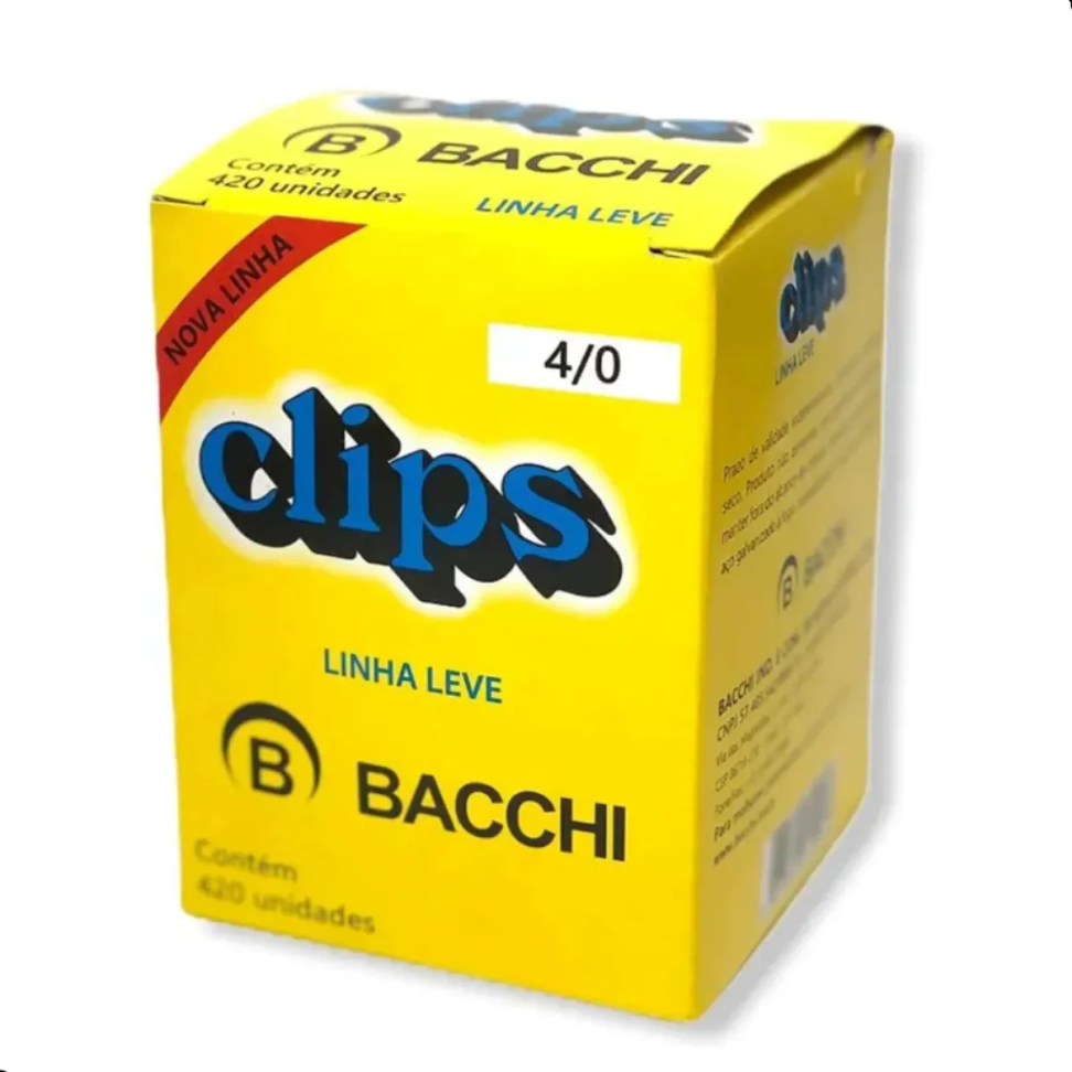 Clips 4/0 Com 420 Unidades Cor Cinza Bacchi