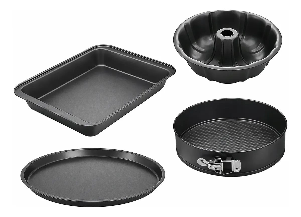 Kit 4 Formas Antiaderentes Bolo Pizza Pudim Assadeira