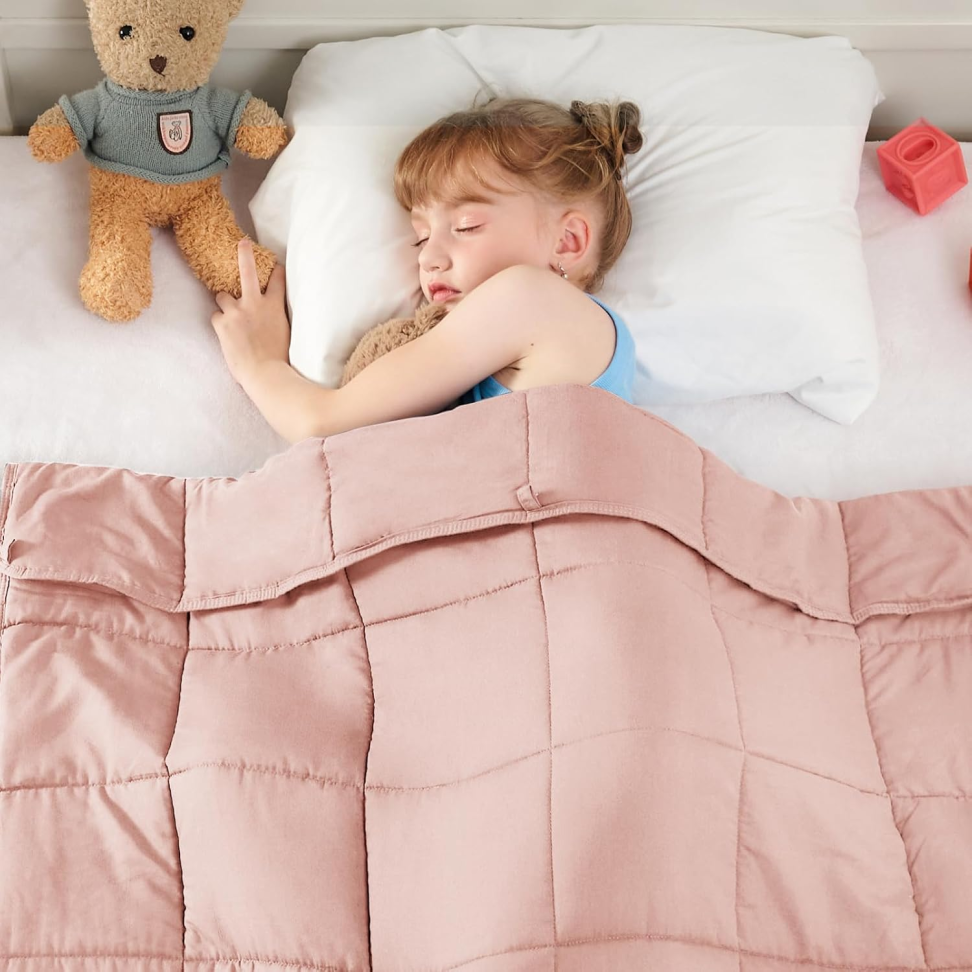 yescool Cobertor ponderado rosa 1,4 kg, cobertor pesado para dormir, cobertor pesado para presente, para 9 a 18 kg, 91 x 122 cm