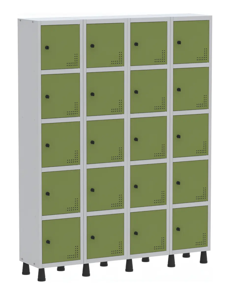 Roupeiro Aço Pandin Móveis Cinza/Verde 20 Portas Com Ventilação Cadeado