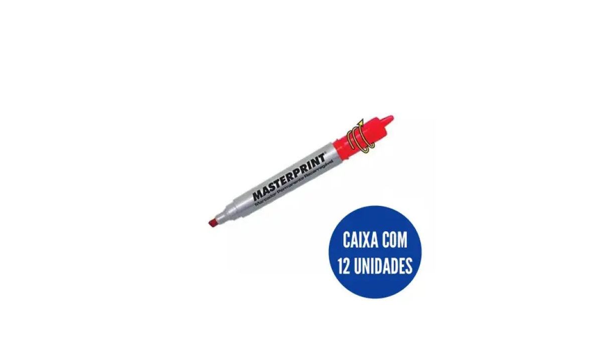 CX Pincel atômico recarregável vermelho c/12 Masterprint