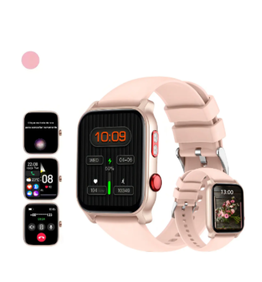Smartwatch Hancdon HT23 Rosa para Chamadas Bluetooth e Monitoramento de Saúde