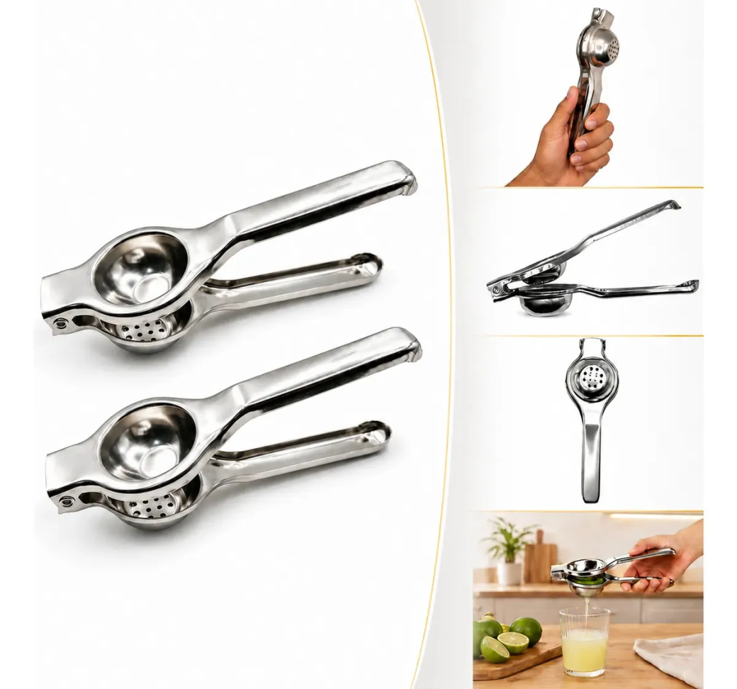 Kit 2 Espremedor De Limão Resistente Aço Inox Manual Profissional