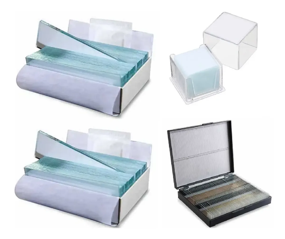 Kit Microscopia 100 Lâminas + 100 Lamínulas + Porta Lâminas