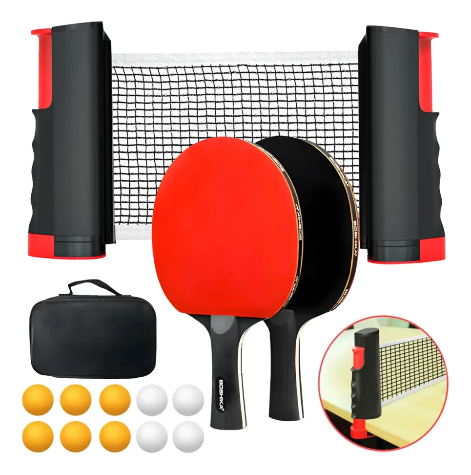 Raquete Pingpong Profissional Borracha Preta Vermelha C/bola