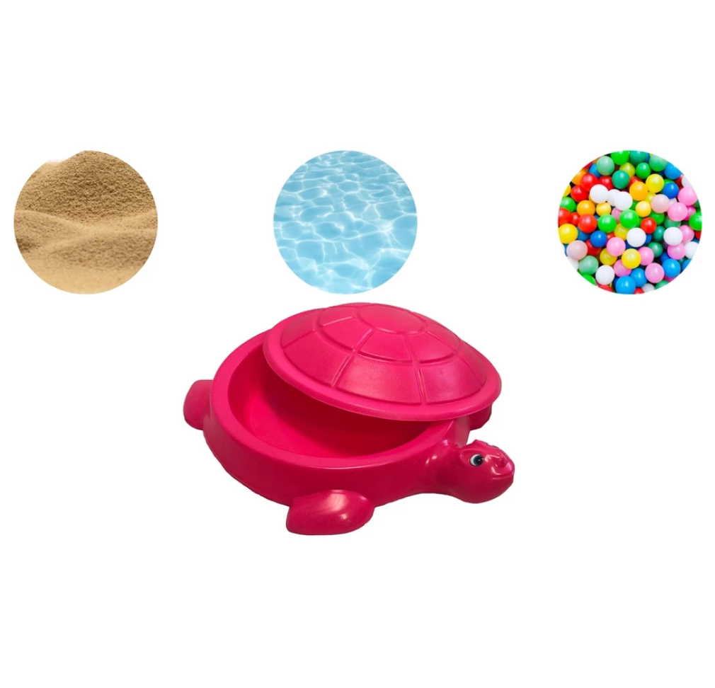 Piscina Bolinhas Tanque Jabuti 3 em 1-Uso com Água-Bolinhas-Areia-Tartaruga Grande Playground