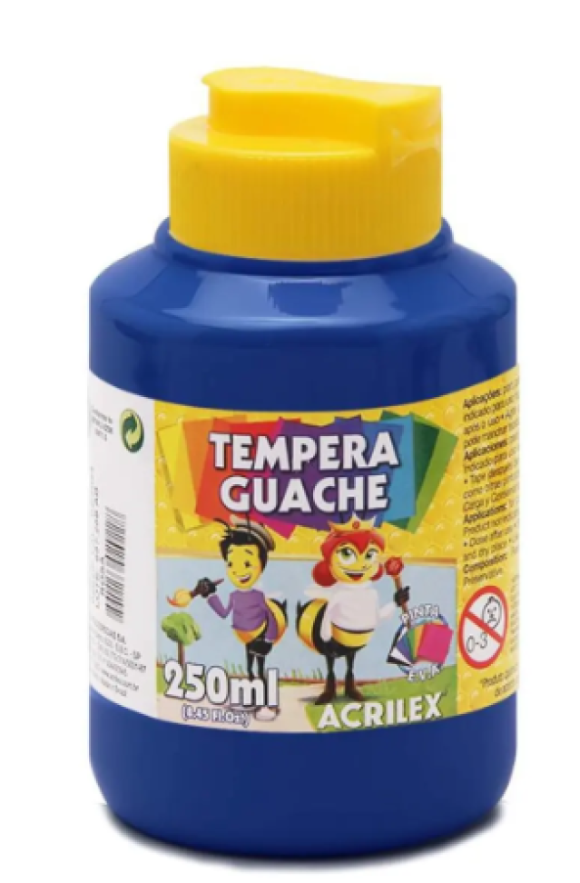 Tinta Guache Acrilex 250ml Turquesa Têmpera Escolar