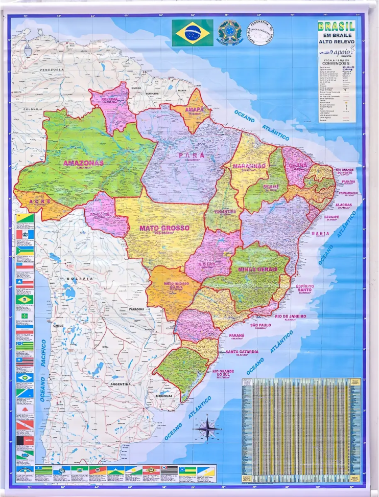 Mapa Didático Braille Brasil Adaptado