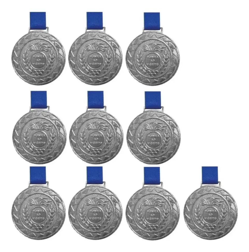 10 Medalhas Crespar M43 Prata 43mm Festas Premiação 4,3cm