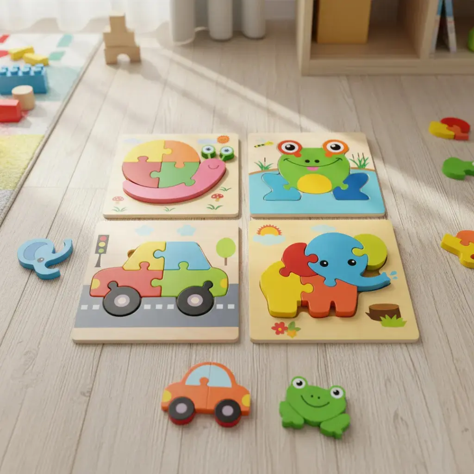 Kit 3 Quebra Cabeça Madeira Sensorial Montessori Criança