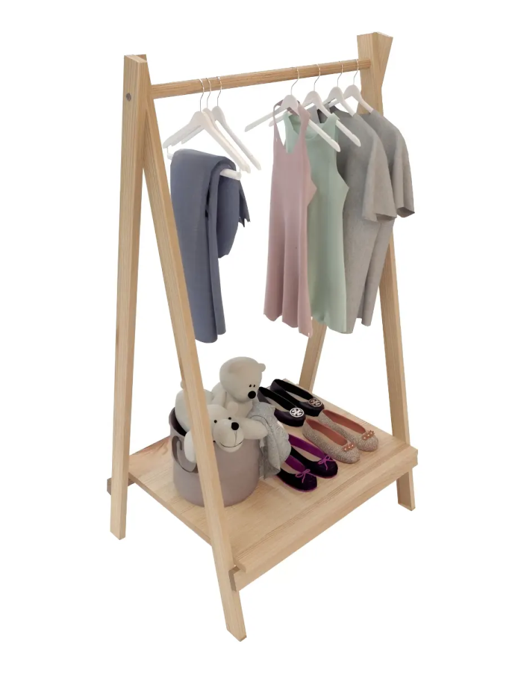 Arara Cabideiro Infantil Montessori Madeira 89x35x56cm