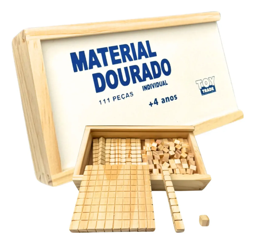 Material Dourado 111 Peças Educativo Escolar Em Madeira