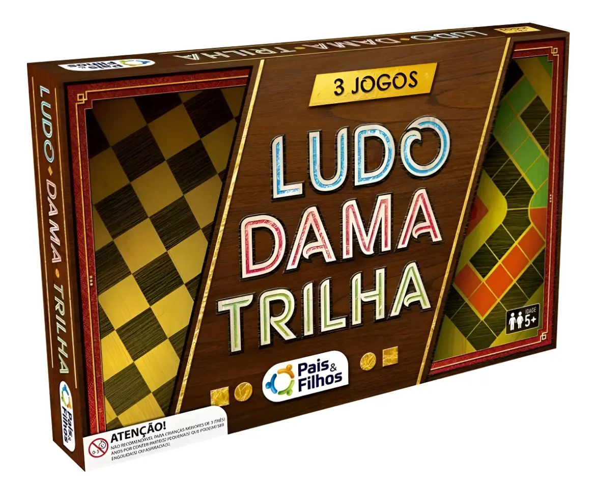 Jogo De Tabuleiro De Mesa 3x1 Dama Ludo Trilha Pais & Filhos