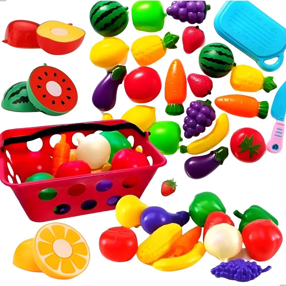 Kit De Frutas De Brinquedo Com Tábua De Cortar 23 Peças