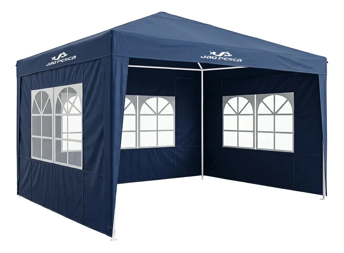 Tenda Gazebo Dobrável Jp-3301 3x3x2,45 Azul | Com Parede