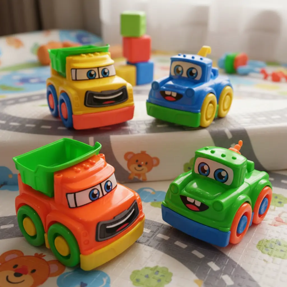 Conjunto 4 Carrinhos De Corrida De Encaixe Infantil Bebê