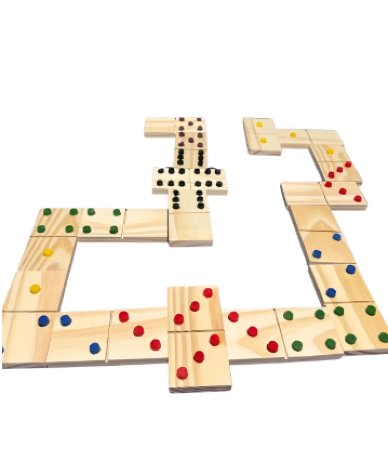 Dominó Gigante Alto Relevo Madeira Educativ Braille Inclusão