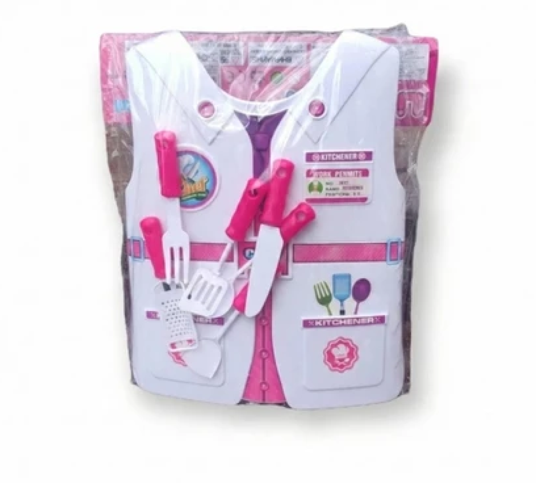Kit Chef de Cozinha Infantil com Colete Brinquedo Educativo 7 Peças