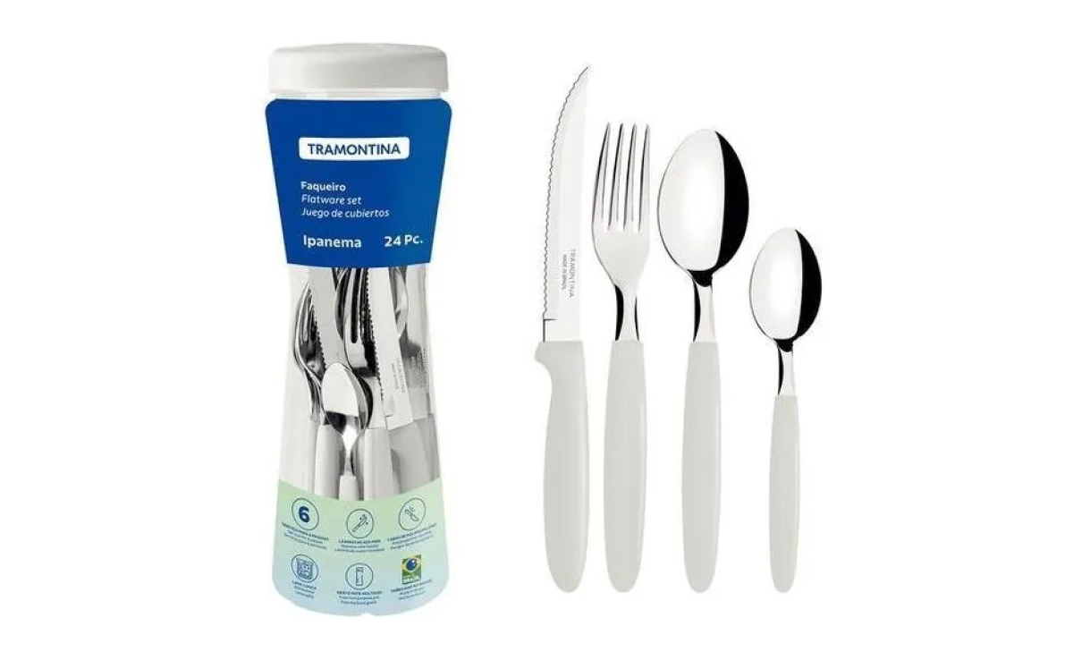 Faqueiro Tramontina Ipanema Inox 24 Pçs Serve Até 6 Pessoas Cor Branco
