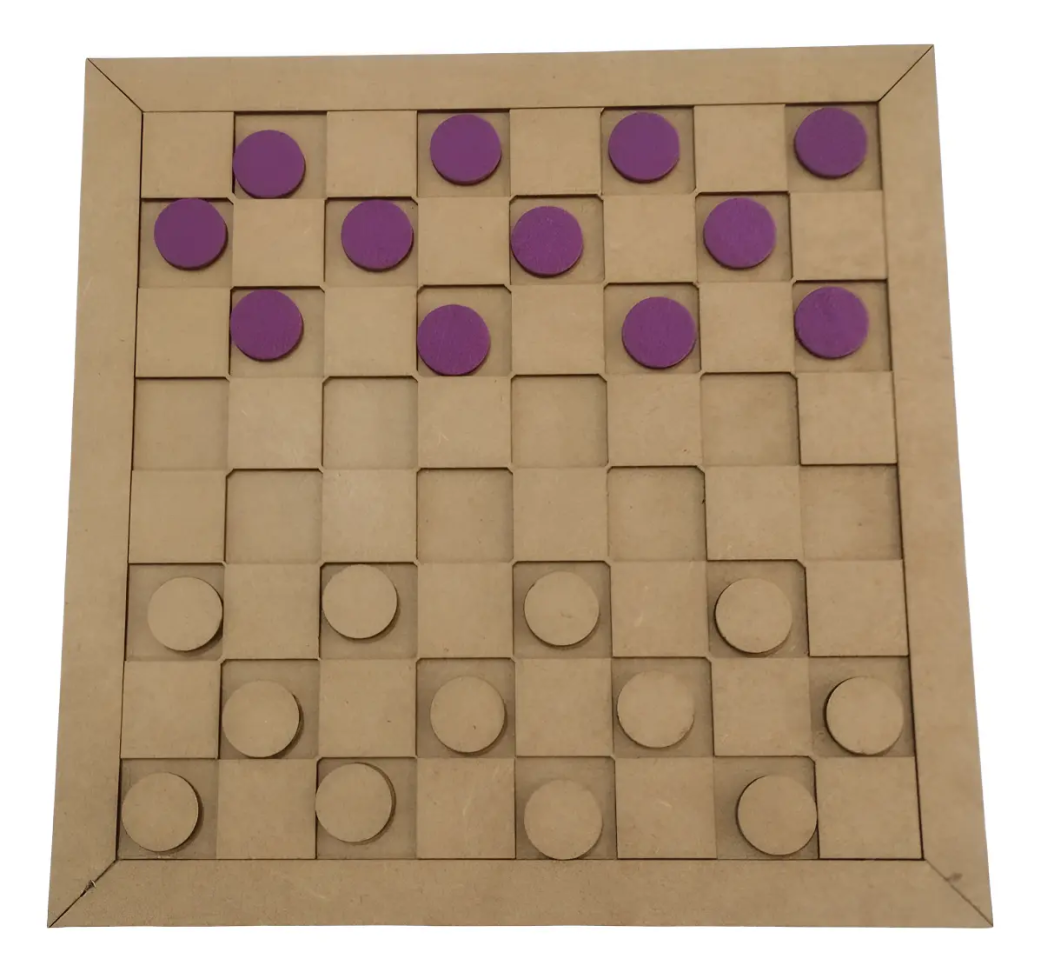 Jogo De Damas Adaptado Tátil Inclusão Aee Mdf 30×30 Cm