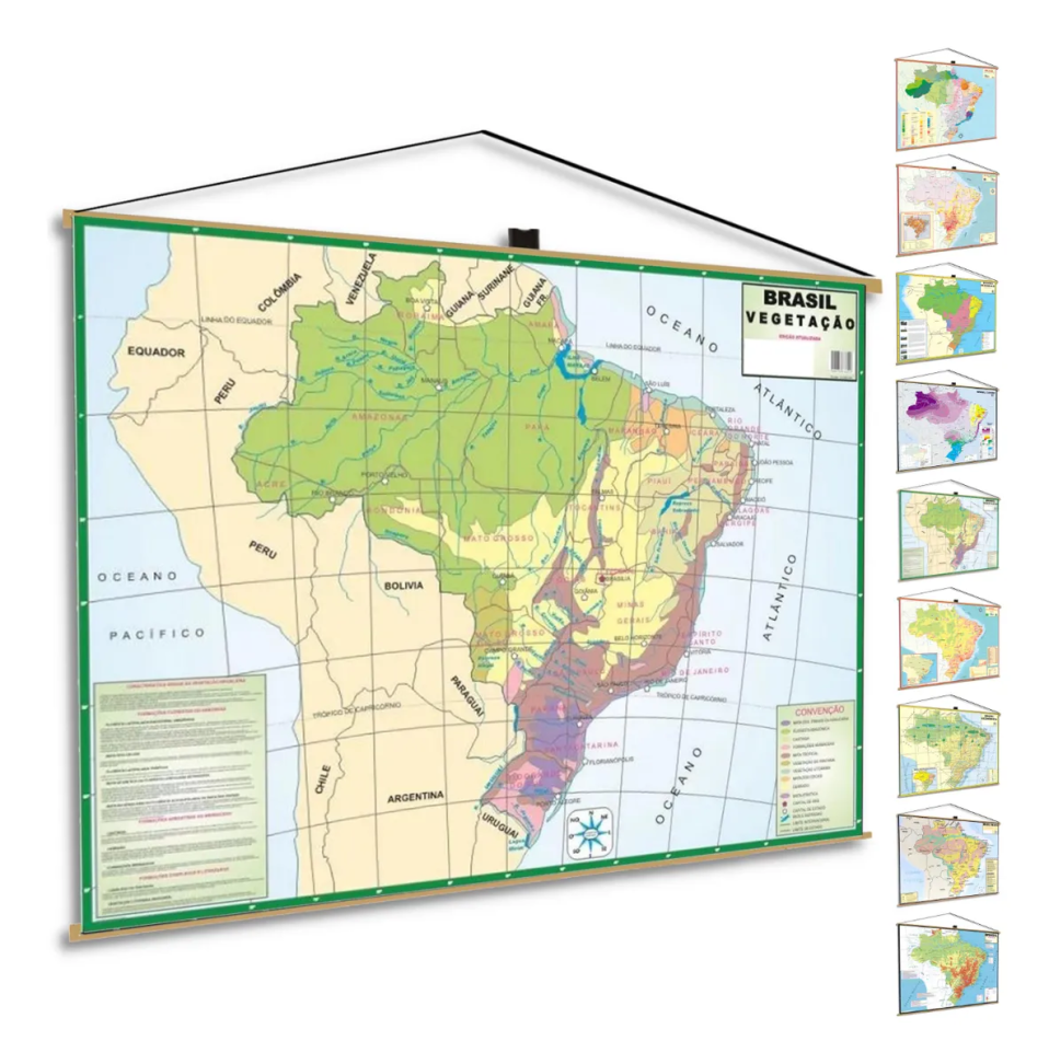 Banner Mapa Do Brasil Politico Fisíco Regional Relevo Bioma Urbano Vegetação Poster