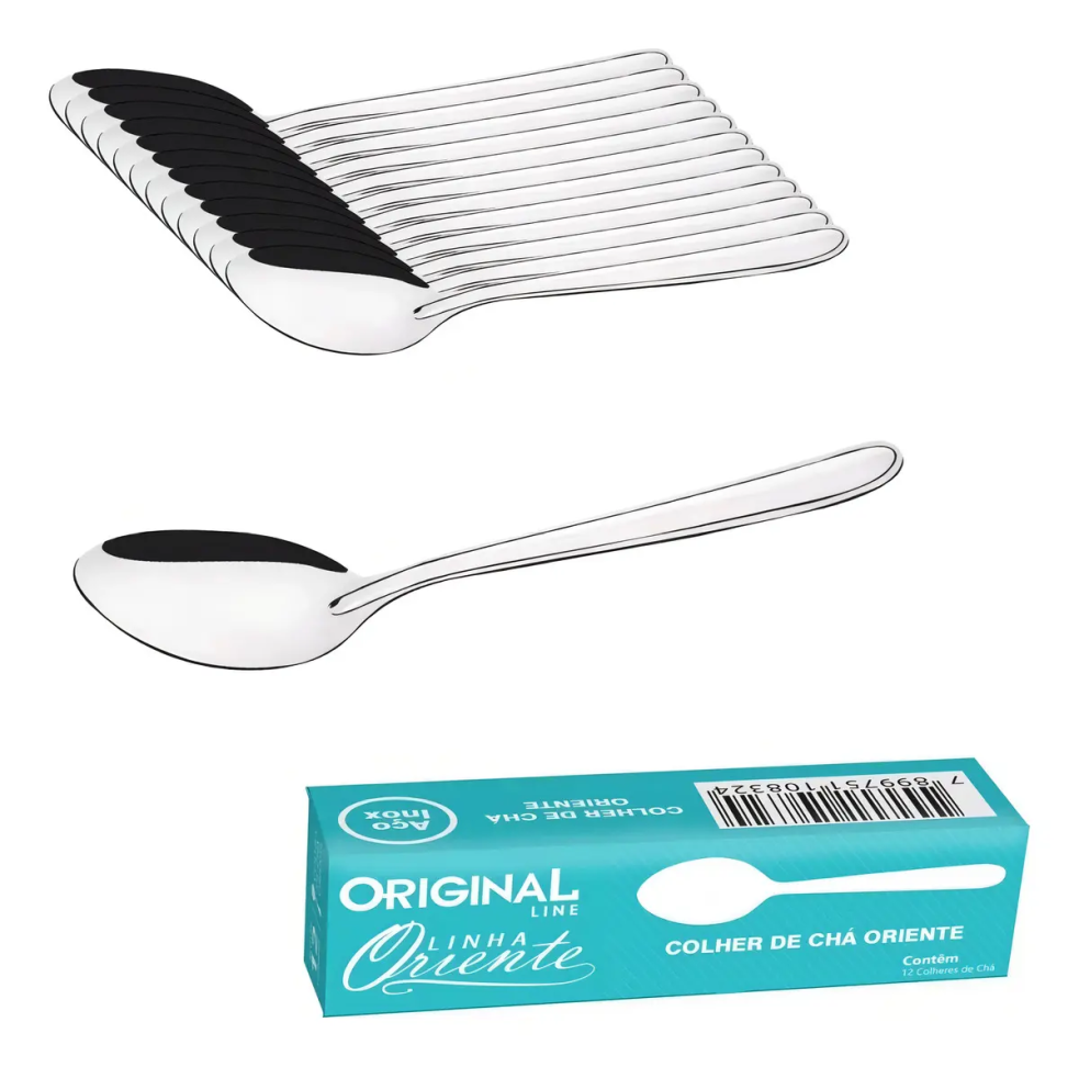 Kit 100 Colheres de Chá Inox AGourmet A Casa Dos Chefes 13cm Prateado
