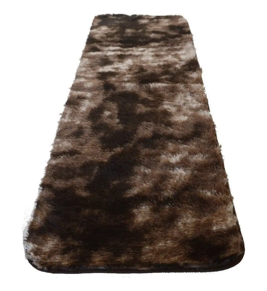 Tapete Sala Quarto 2,00x0,60 Shaggy Luxuoso Peludo Fofinho Tabaco Mesclado Casa Laura Enxovais