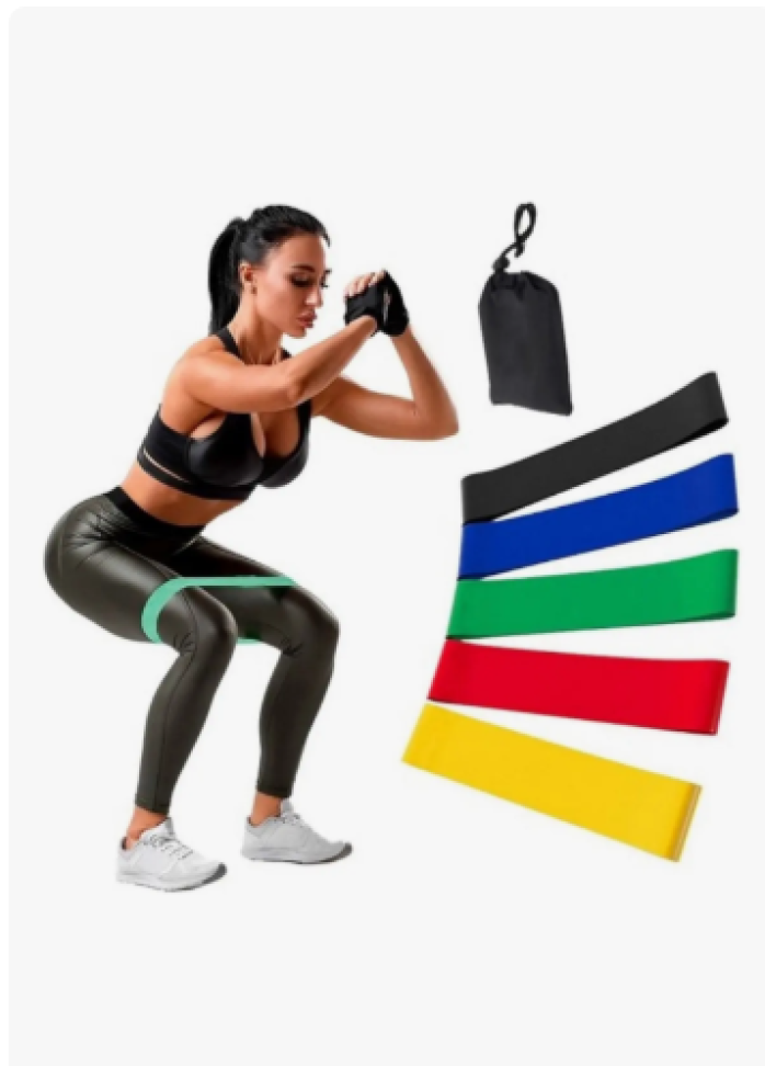 Kit 5 Faixas Elástica Mini Band 5 Níveis Para Treino Em Casa Comica