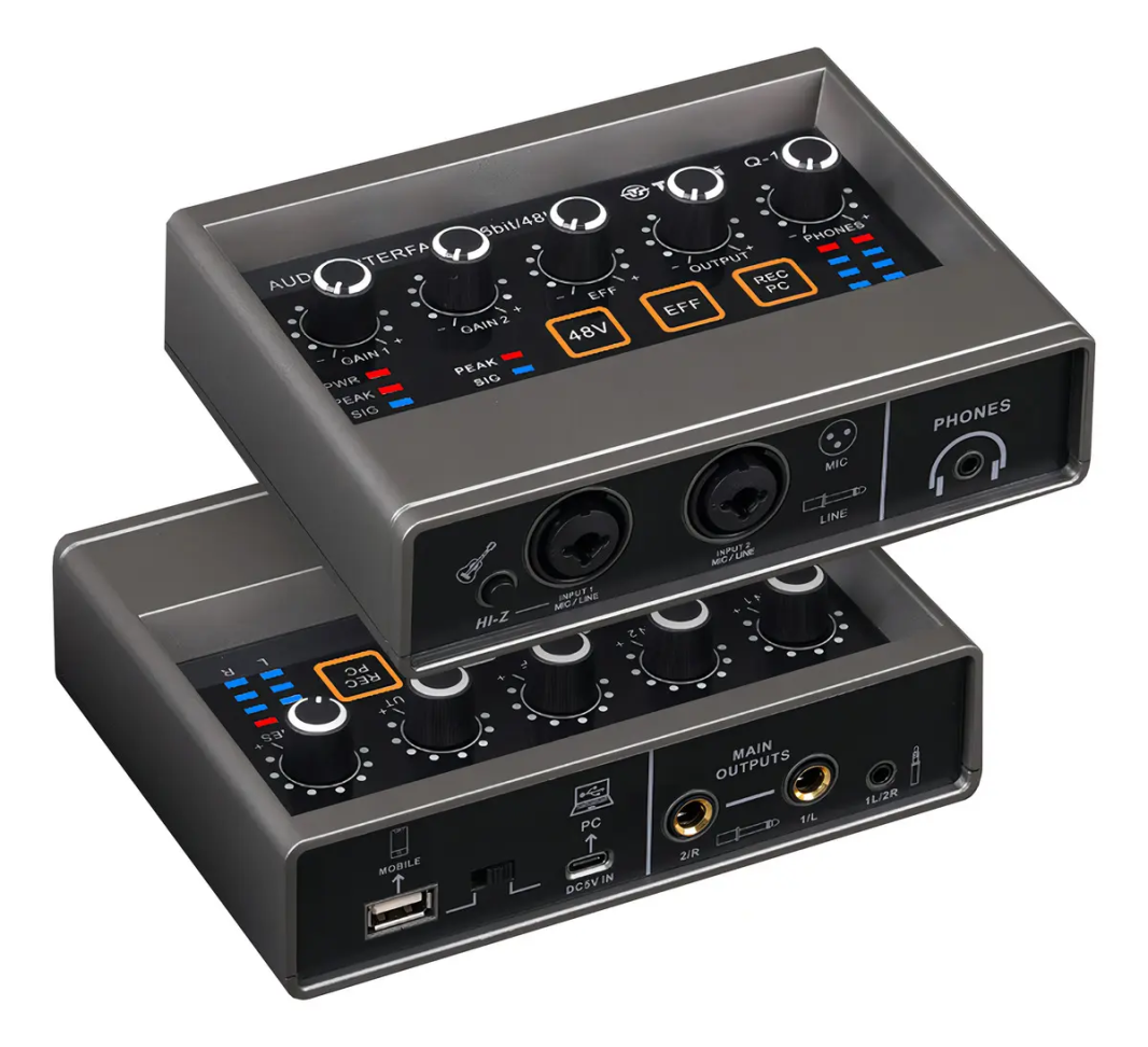 Interface de Áudio USB Teyun Q-16 Placa de Som com DSP Preto
